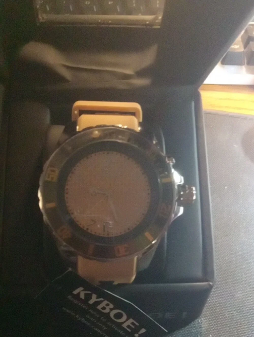 Kyboe Gold Dial Sport Watch with Beige Silicone Strap